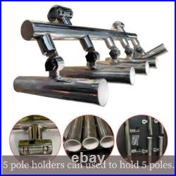 5 Rod Holder Fishing Console Boat T Top Rocket Launcher Stainless Steel new
