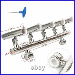 5 Rod Holders Adjustable Stainless Fishing Rod Holder 2 Clamp on 1-1-1/4 Rail