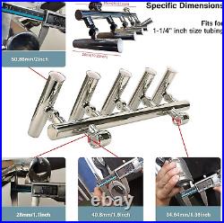5 Rod Holders, Adjustable Stainless Steel Fishing Rod Holder 2 Clamp on 1''-1-1/