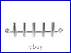 5 Rod Transom Console Mount Fishing Rod Holder Rack 10 Polished Aluminum