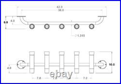 5 Rod Transom Console Mount Fishing Rod Holder Rack 10 Polished Aluminum