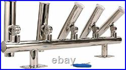 5 Tube Adjustable Stainless Rod Holder Fishing Rod Rack Wall Mounted Top Mounted