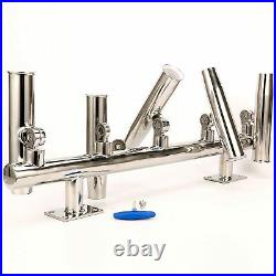 5 Tube Adjustable Stainless Rod Holder Fishing Rod Rack Wall Mounted Top Mounted