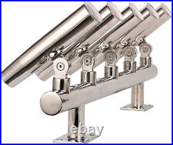 5 Tube Adjustable Stainless Rod Holders Wall Mounted/Top Mounted Rod Holder Rack