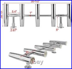 5 Tube Adjustable Stainless Steel Rocket Launcher Boat Fishing Rod Holder 360°