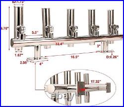 5 Tube Boat Fishing Rod Holder Adjustable Degree Top Mounted Rod Holder Rack