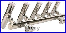 5 Tube Boat Fishing Rod Holder Stainless Steel Rocket Launcher Rail 1 to 1-1/4