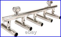 5 Tube Boat Fishing Rod Holder Stainless Steel Rocket Launcher Rail 1 to 1-1/4