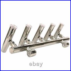 5 Tube Boat Fishing Rod Holder Stainless Steel Rocket Launcher Rail 1 to 1-1/4