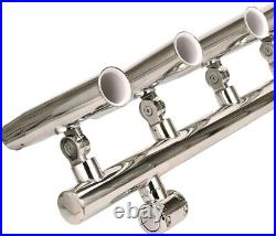 5 Tube Boat Fishing Rod Holder Stainless Steel Rocket Launcher Rail 1 to 1-1/4