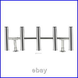 5-Tube Marine Boat Fishing Rod Holder Stainless Steel Silver Adjustable Degree