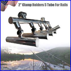 5 Tube Rod Holder 2 Clamp For Rails Fishing Rod Base Rod Rest Holder Adjustable
