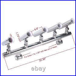 5 Tube Stainless Boat Fishing Rod Holders Clamp for Rail 1-1/2 or 1-3/4 Tube