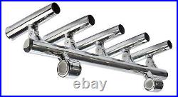 5 Tube Stainless Boat Fishing Rod Holders Clamp for Rail 1-1/2 or 1-3/4 Tube