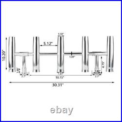 5 Tube Stainless Steel Fishing Rod Holders 360 Degree Rocket Launcher Adjustable