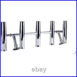 5 Tube Stainless Steel Fishing Rod Holders 360 Degree Rocket Launcher Adjustable