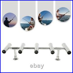 5 Tubes Adjustable Stainless Steel T Top Fishing Rod Holder 6.26in for Boat