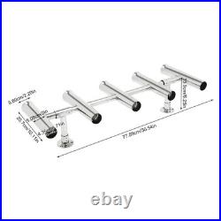 5 Tubes Adjustable Stainless Steel T Top Fishing Rod Holder 6.26in for Boat