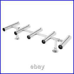 5 Tubes Adjustable Stainless Steel T Top Fishing Rod Holder 6.26in for Boat