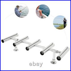 5 Tubes Adjustable Stainless Steel T Top Fishing Rod Holder 6.26in for Boat