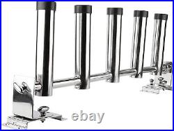 5 Tubes Fishing Rod Rack Adjustable Stainless Steel Boat Pole Rod Holder Bracket