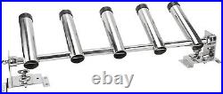 5 Tubes Fishing Rod Rack Adjustable Stainless Steel Boat Pole Rod Holder Bracket