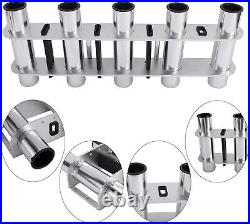 5 Tubes Fishing Stainless Steel Rod Holder Polished for Marine Boat and Yacht