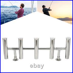 5 Tubes Rod Holder Fishing Console Boat Rocket Launcher Stainless Steel T Top US