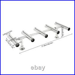 5 Tubes Rod Holder Fishing Console Boat Rocket Launcher Stainless Steel T Top US