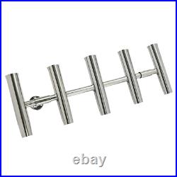5 Tubes Rod Holder Fishing Console Boat Rocket Launcher Stainless Steel T Top US