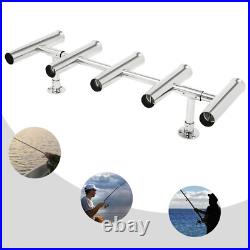 5 Tubes Rod Holder Fishing Console Boat Rocket Launcher Stainless Steel T Top US