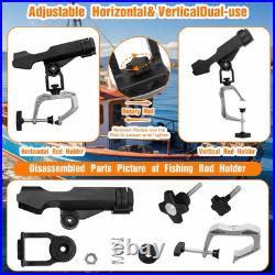 6 Pack Fishing Boat Rod Holder 360 Degree Adjustable with Large Clamp