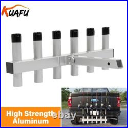 6-Rod Extender Fishing Rod Holder Rack For Truck 2 Hitch Receiver Aluminum