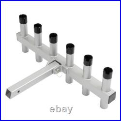 6-Rod Extender Fishing Rod Holder Rack For Truck 2 Hitch Receiver Aluminum