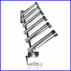 6 Tube Adjustable Stainless Rod Holders with Moving Rail on Mounting Bracket EAN