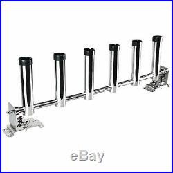 6 Tube Adjustable Stainless Rod Holders with Moving Rail on Mounting Bracket EAN