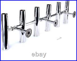 6 Tube Adjustable Stainless Steel Rocket Launcher Rod Holders Yacht Boat 360 Deg