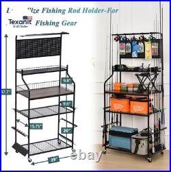 6829 Metal Fishing Rod Rack for 12 Rods, Fishing Pole Holders for Garage Use