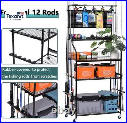 6829 Metal Fishing Rod Rack for 12 Rods, Fishing Pole Holders for Garage Use