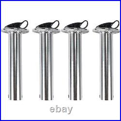 8-Pack 90 Degree Stainless Flush Mount Fishing Boat Rod Holders with Cap Cover