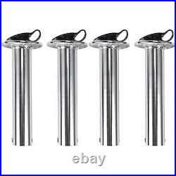 8-Pack Flush Mount Fishing Boat Rod Holders Stainless with Cap Cover- 90 Degree