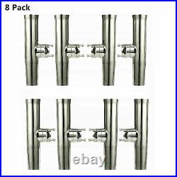 8 Pack Stainless Clamp on Fishing Rod Holder for Rails 1 to 1-1/4 Rail Mount