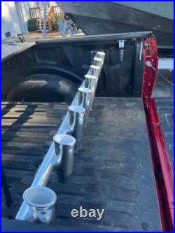 8 Rod Ford BoxLink Mount Truck Fishing Rod Holder Rack Polished Aluminum