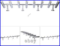 8 Tube Adjustable Fishing Rod Holder Stainless Steel Rod Rack for Boat Yacht