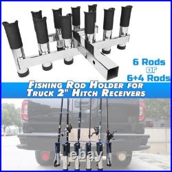 Adjustable 10-Rod / 6-Rod Fishing Rod Holder for Truck / SUVs, 2 Hitch Receiver