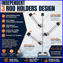 Adjustable 3-Rod Fishing Rod Tree Rod Holder for Crappie, Bass, Panfish Trolling