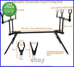 Adjustable Retractable Carp Fishing Rod Holder with 3 Bite Alarms and Bait