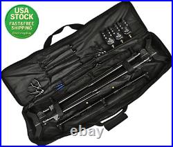 Adjustable Retractable Carp Fishing Rod Holder with 3 Bite Alarms and Bait