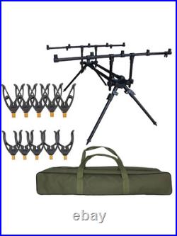 Adjustable Retractable Carp Fishing Rod Pod Stand Holder For 5 Fishing Poles New