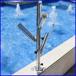 Adjustable Triple Dispy Rod Holder Tree Fits Track Stainless Fishing Tool Silver